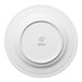 A white round porcelain plate with an embossed wide rim, shown from the bottom with the Ariane brand logo.