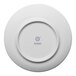 A round white porcelain plate with a slightly slanted edge, shown from the bottom with the Ariane brand logo.