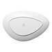 A white, triangular porcelain coupe plate with a smooth, modern design.