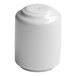 A white embossed porcelain pepper shaker with a single hole on top.