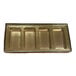 A rectangular black and gold candy box with four cavities and a transparent lid.