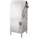 A tall, stainless steel, high temperature door-style commercial dishwasher with a ventless design and booster heater.