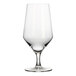 A clear 16 oz. diamond-shaped goblet with a stem and wide base.