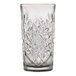 A clear graphite cooler glass with an intricate cut-glass pattern.