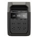 A portable power station with multiple AC outlets, USB ports, and a digital display on the front.