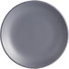 A round, gray satin matte porcelain coupe plate.