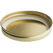 A gold metal jar lid with a white plastisol liner.