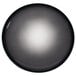 A round, black porcelain coupe plate with a smooth, glossy finish.