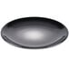A black porcelain coupe plate with a smooth, rounded design.