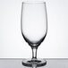 A clear glass goblet with a stem and a rounded bowl, holding 16 ounces.