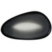 A black, organically shaped porcelain tray with a smooth, glossy finish.