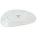 A white, asymmetrical porcelain tray with a smooth finish and the brand name printed on the bottom.
