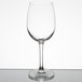 A clear 12 oz. wine glass with a stem and rounded bowl.