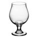 A clear 16 oz. Belgian beer or tulip glass with a short stem and wide bowl.