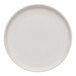 A plain, round, white satin matte porcelain flat coupe plate.