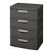 A flat gray four-drawer plastic storage cabinet.