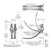 A diagram of a T&S double pedal valve with loose key straight stops.