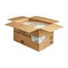 A cardboard box labeled 'Frozen Bakery Products' containing Rich's chocolate cake with buttercreme icing in a 1/4 sheet size, packaged for bulk sale.