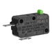 A black Solwave 1800002313 microswitch with a green button, designed for use in commercial microwaves.