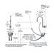 A white diagram of a T&S double pedal valve for a gooseneck faucet over a sink.