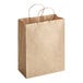 A natural kraft paper shopping bag with handles.