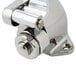 A close up of a T&S chrome metal single pedal valve.