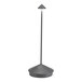 A dark gray cordless rechargeable table lamp with a slim, modern design.