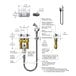 A T&S concealed deck-mount faucet with spray valve and hose.