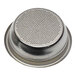 A metal double filter basket for an espresso machine.