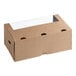 A rectangular kraft paperboard take-out box with a clear window and vent holes on the sides.
