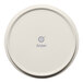 A round cream porcelain plate with a raised rim and Ariane branding on the bottom.