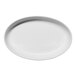 An ivory oval porcelain casserole bowl with a raised rim.