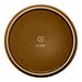 A brown round porcelain plate with a raised rim.