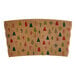 A coffee cup sleeve with a modern Christmas print featuring trees, candy canes, and snowflakes.