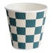 A navy and white checkered double wall ripple paper hot cup.