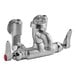 A silver T&S Wall Mount Service Sink Faucet with two knobs.
