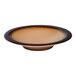 A brown round porcelain coupe deep plate.