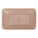 A brown rectangular porcelain platter with an embossed wide rim.