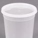 A Pactiv translucent plastic deli container with a lid.