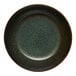 A black round embossed porcelain coupe bowl.