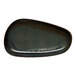 An oval asymmetric black porcelain coupe platter.