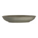 A round, gray porcelain bowl with a wide rim and shallow depth.