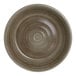 A round, brown porcelain bowl with a subtle textured pattern.