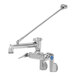A silver T&S polished chrome service sink faucet with long handles.