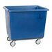 A large blue heavy-duty polypropylene utility truck with four caster wheels.