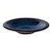 A blue round porcelain coupe deep plate.