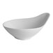A small ivory porcelain teardrop-shaped bowl with a raised edge.