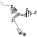 A T&S polished chrome wall mount service sink faucet with 2 wrist action handles.