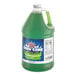A one-gallon jug of Carnival King lime snow cone flavoring syrup.