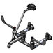 A drawing of a T&S wall mount service sink faucet with 6" wrist action handles.